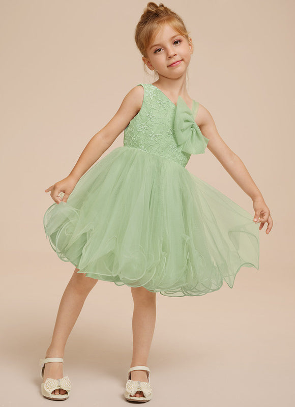 Robe Pastel Verte Dentelle Tulle Fille Mariage - gallery 8