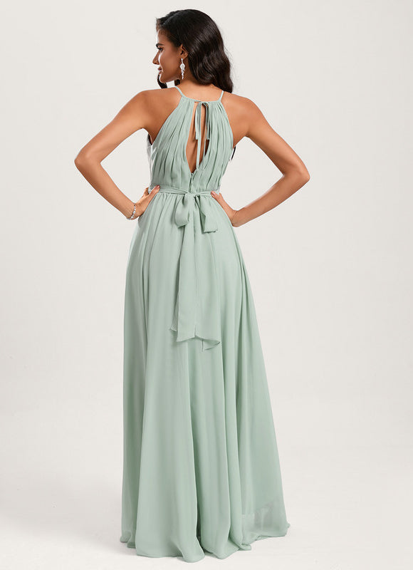 Robe Pastel Rose Trapèze Mousseline Volants - gallery 4