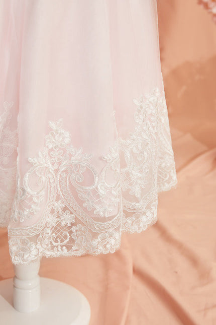 Robe Pastel Rose Dentelle Demoiselle D'Honneur - gallery 1