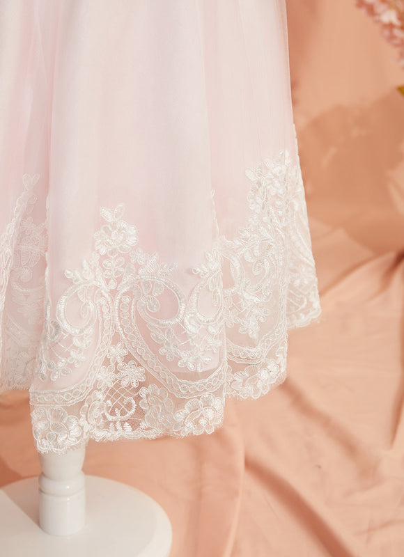 Robe Pastel Rose Dentelle Demoiselle D'Honneur - gallery 1