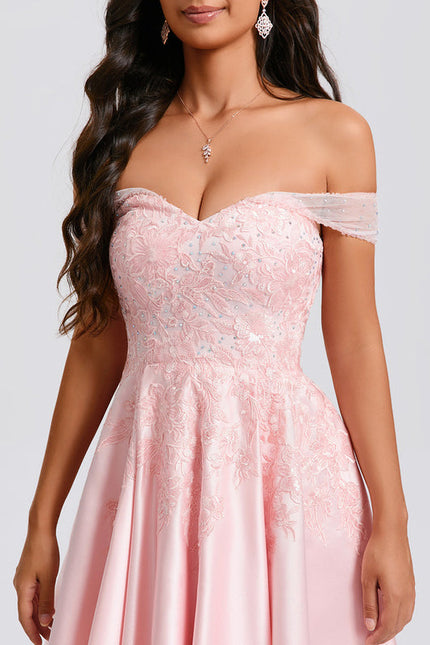 Robe Pastel Rose Courte Dentelle Strass - gallery 5