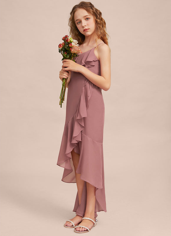 Robe Pastel Rose Demi-Longue Avec Volants - gallery 4