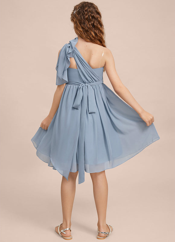 Robe Pastel Décolleté Asymétrique Bleu - gallery 5