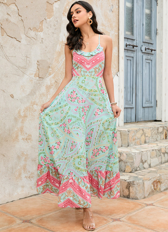 Robe Pastel Imprimé Fleurs Mauve Maxi - gallery 1