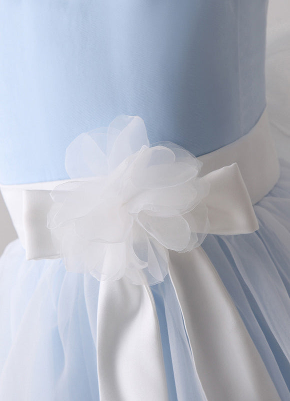 Robe Pastel Bleu Col Rond Longueur Genou - gallery 5