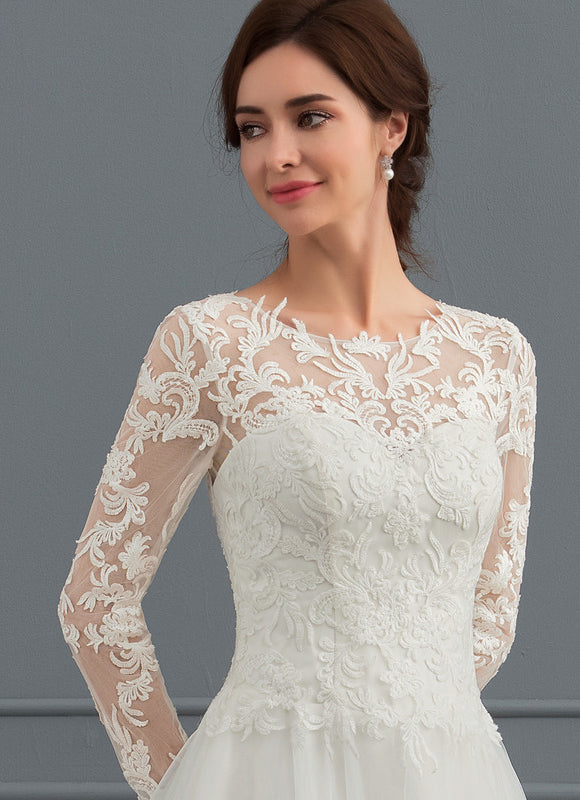 Robe Pastel Élégante Blanche Tulle Dentelle - gallery 4