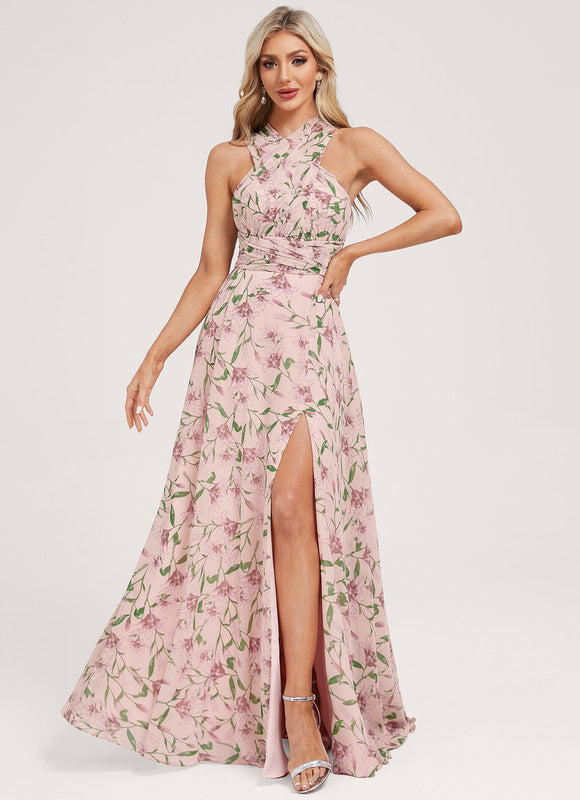 Robe Pastel Rose Trapèze Décolleté Col V - gallery 8