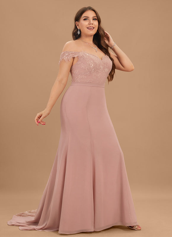 Robe Pastel Rose Sirène Dentelle Paillettes - gallery 5