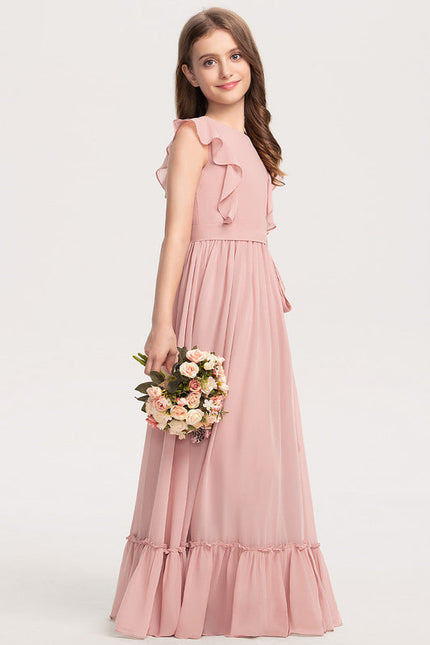 Robe Pastel Rose Demoiselle D'Honneur Volants - gallery 2
