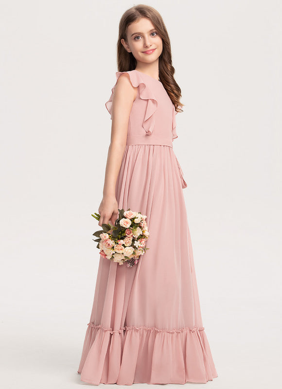 Robe Pastel Rose Demoiselle D'Honneur Volants - gallery 2
