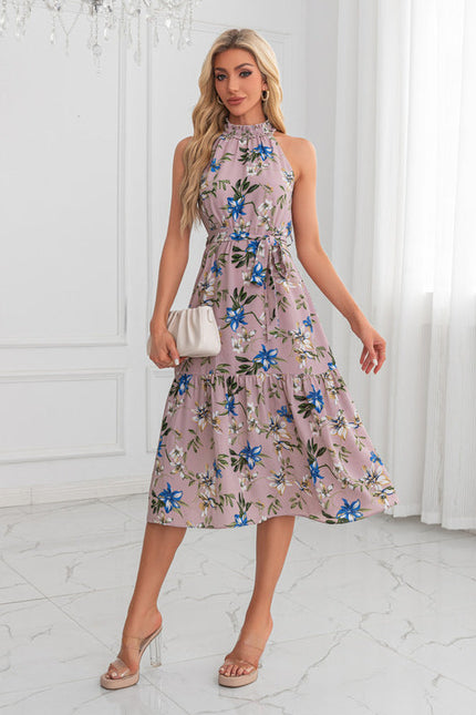 Robe Pastel Rose Imprimé Fleurs Midi - gallery 5