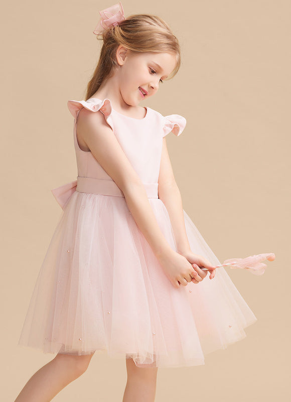 Robe Pastel Rose Tulle Avec Perles - gallery 1