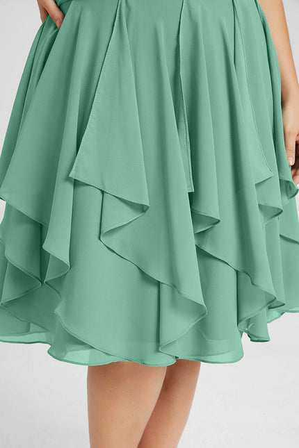 Robe Pastel Verte Trapèze À Volants - gallery 8