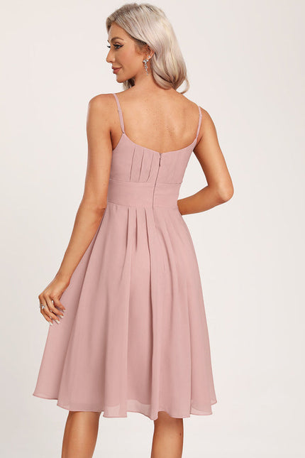 Robe Pastel Rose Mousseline Longueur Genou - gallery 1