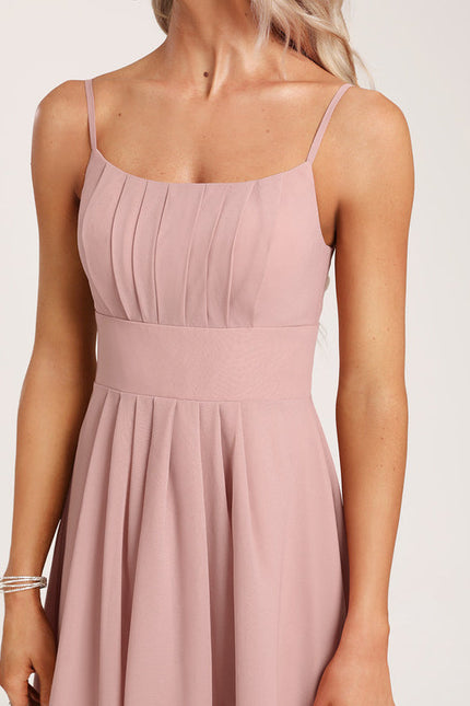 Robe Pastel Rose Mousseline Longueur Genou - gallery 4
