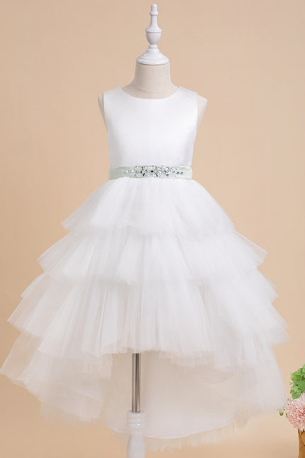 Robe Pastel Blanche Col Rond Asymétrique - gallery 6