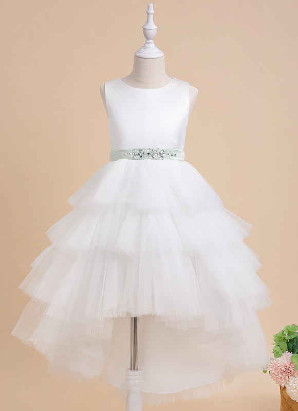Robe Pastel Blanche Col Rond Asymétrique - gallery 6