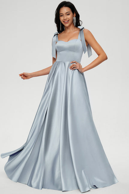 Robe Pastel Bleu Clair Col Cœur Satin - gallery 3