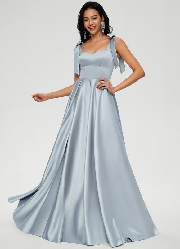 Robe Pastel Bleu Clair Col Cœur Satin - gallery 3