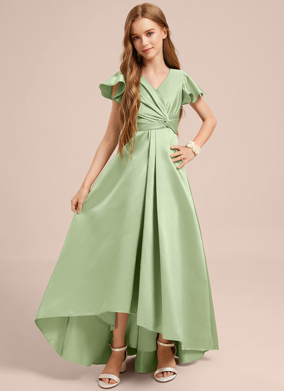 Robe Pastel Bleu Col V Asymétrique - gallery 1