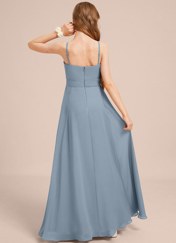 Robe Pastel Bleu Col Carré Long - gallery 3
