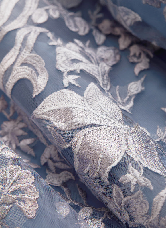 Robe Pastel Bleu Trapèze Épaules Dénudées - gallery 3