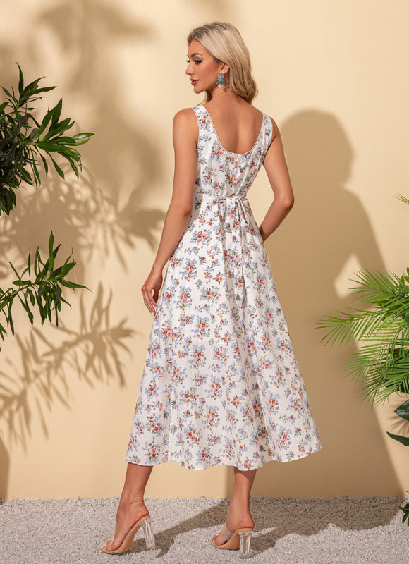 Robe Pastel Imprimée Rose Col Cœur - gallery 2