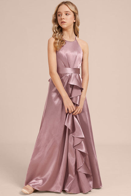 Robe Pastel Rose Satin Demoiselle D'Honneur - gallery 3