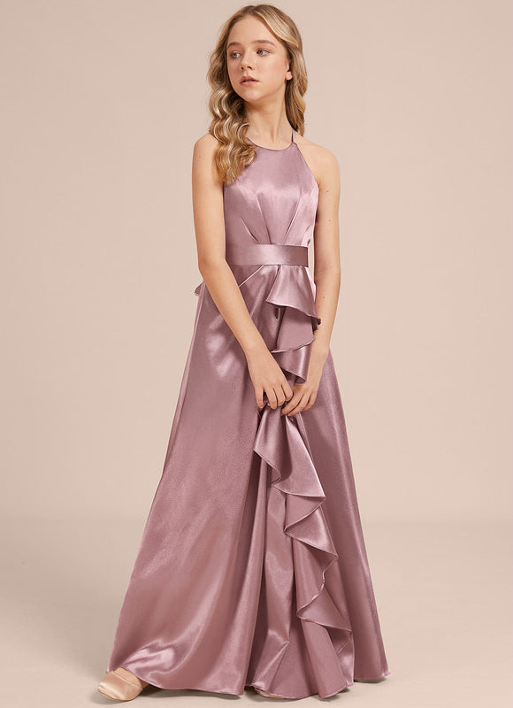 Robe Pastel Rose Satin Demoiselle D'Honneur - gallery 3