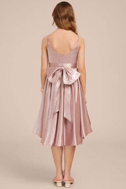 Robe Pastel Rose Satin Demoiselle D'Honneur - gallery 6