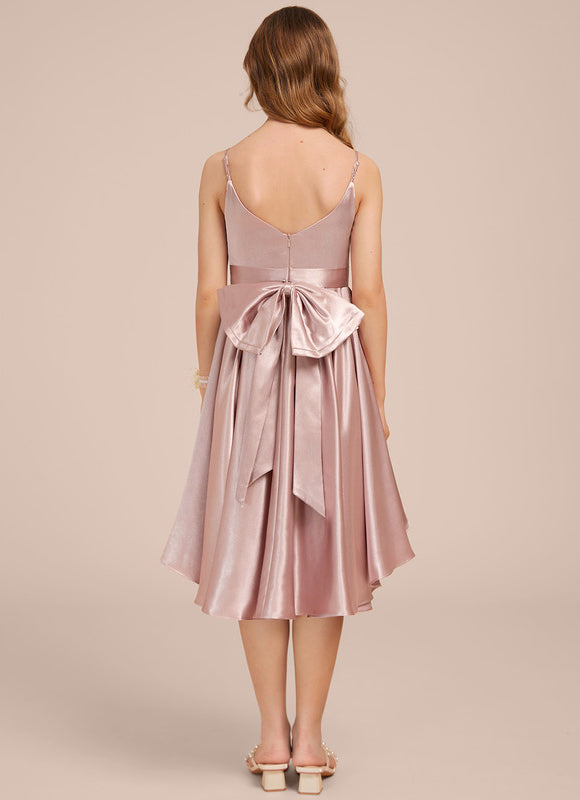 Robe Pastel Rose Satin Demoiselle D'Honneur - gallery 6