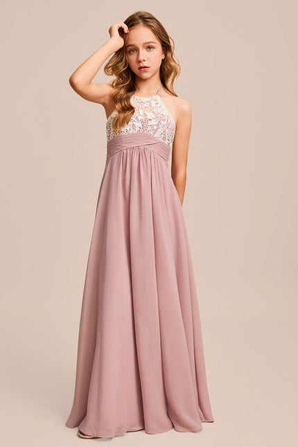 Robe Pastel Rose Demoiselle D'Honneur Longue - gallery 3
