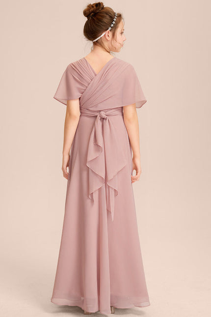 Robe Pastel Rose Décolleté Asymétrique Junior - gallery 8
