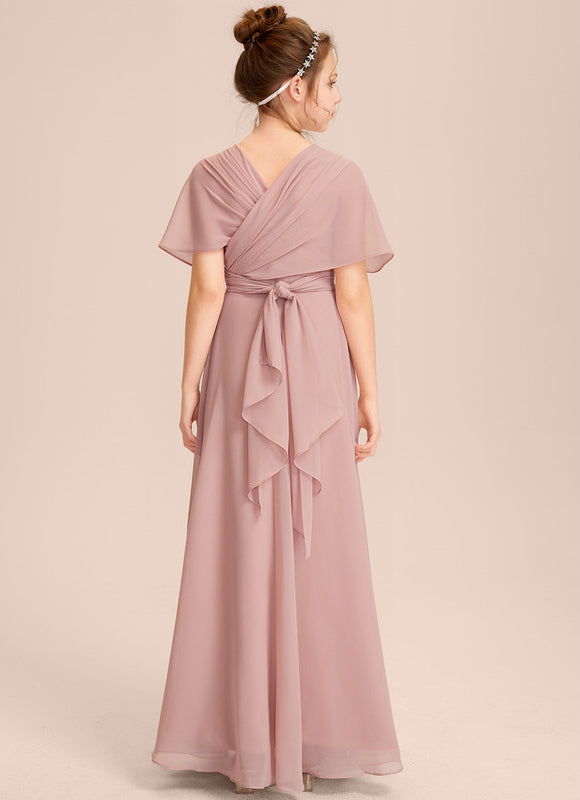 Robe Pastel Rose Décolleté Asymétrique Junior - gallery 8