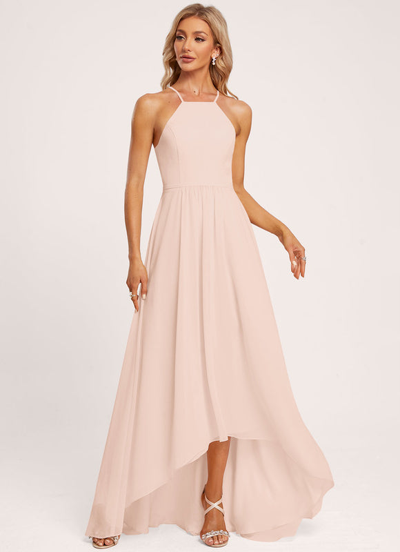 Robe Pastel Rose Trapèze Mousseline Volants - gallery 2