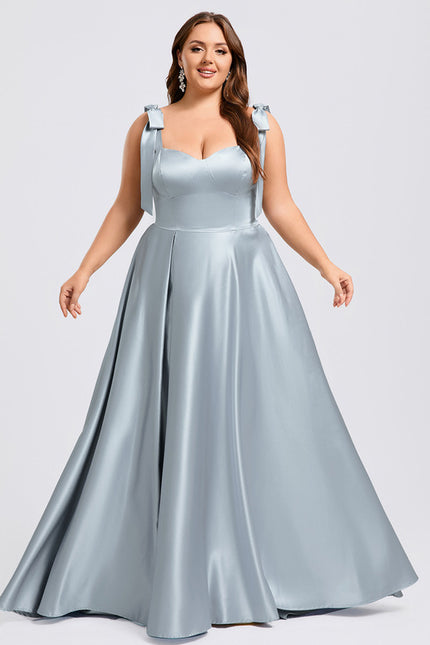 Robe Pastel Bleu Clair Col Cœur Satin - gallery 6