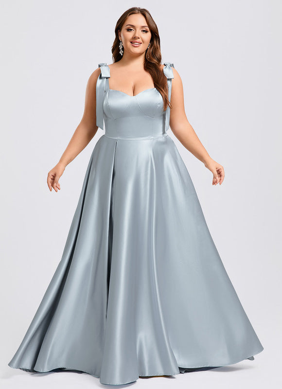 Robe Pastel Bleu Clair Col Cœur Satin - gallery 6
