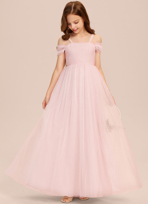 Robe Pastel Rose Décolleté Épaules Tulle - gallery 6