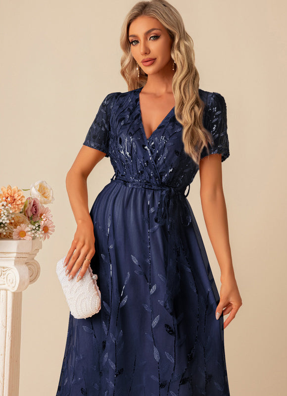 Robe Pastel Rose Pailletée Longueur Mollet - gallery 7