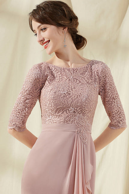 Robe Pastel Blush Longueur Genou Dentelle - gallery 4