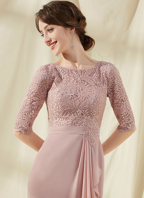 Robe Pastel Blush Longueur Genou Dentelle - gallery 4