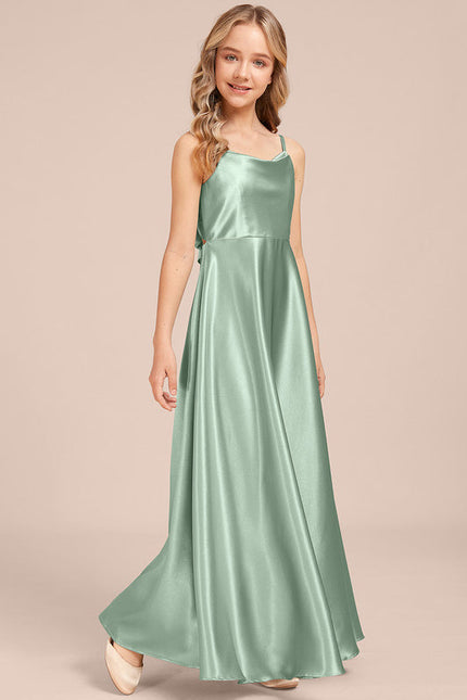 Robe Pastel Vert Satin Démoiiselle D'Honneur - gallery 5