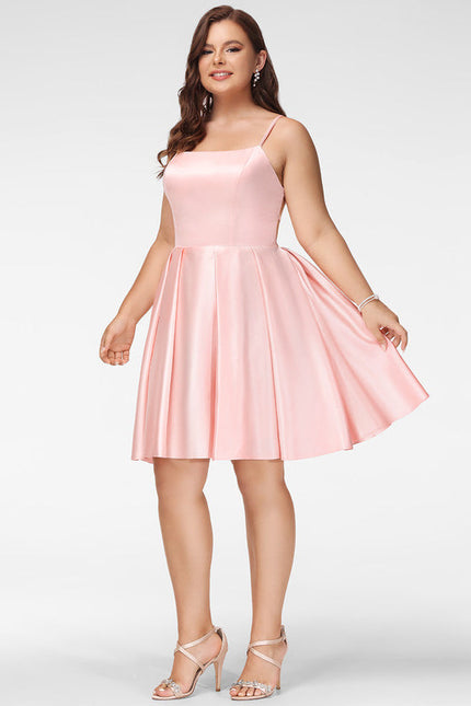 Robe Pastel Rose Satin Col Carré - gallery 8