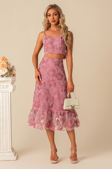 Robe Pastel Rose Imprimé Fleuri Midi - gallery 4