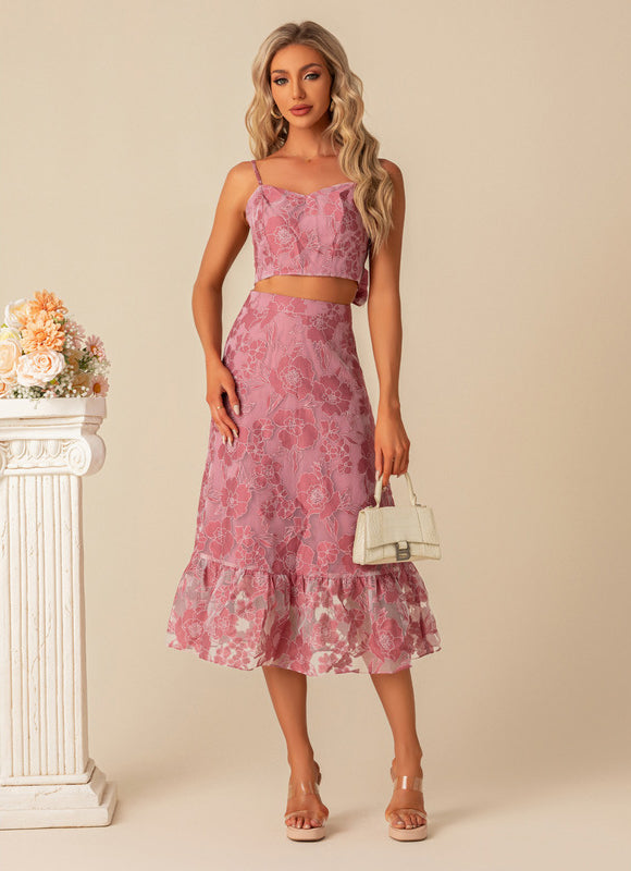 Robe Pastel Rose Imprimé Fleuri Midi - gallery 4