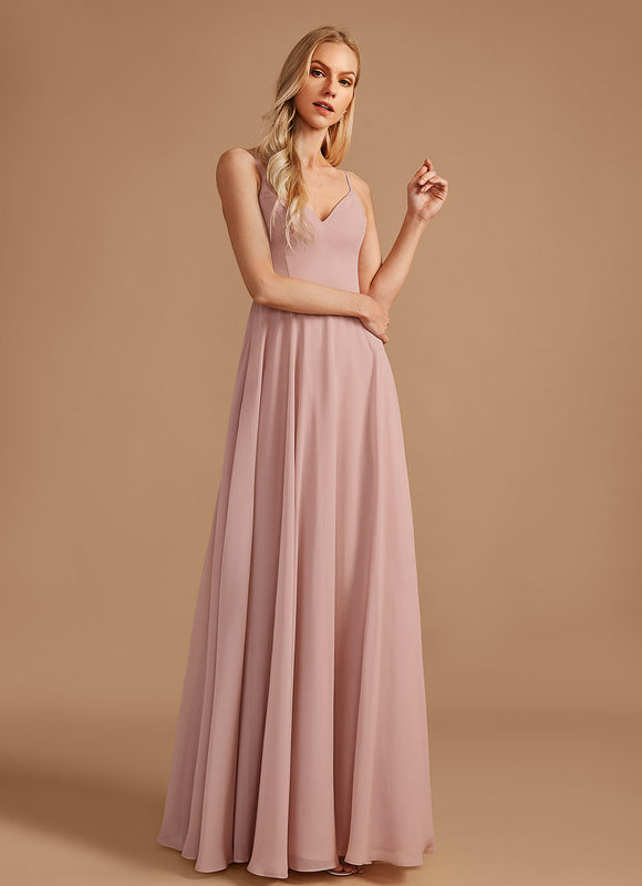 Robe Pastel Rose Mousseline D'Honneur Col V. - gallery 4