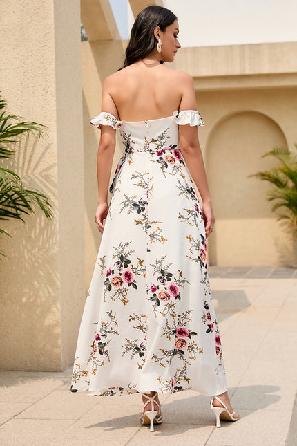 Robe Pastel Blanche Imprimé Fleurs Maxi - gallery 3