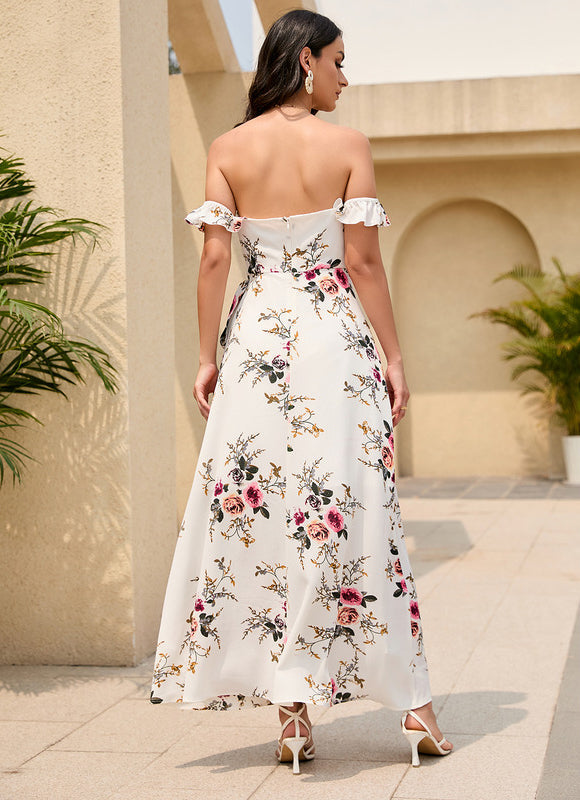 Robe Pastel Blanche Imprimé Fleurs Maxi - gallery 3