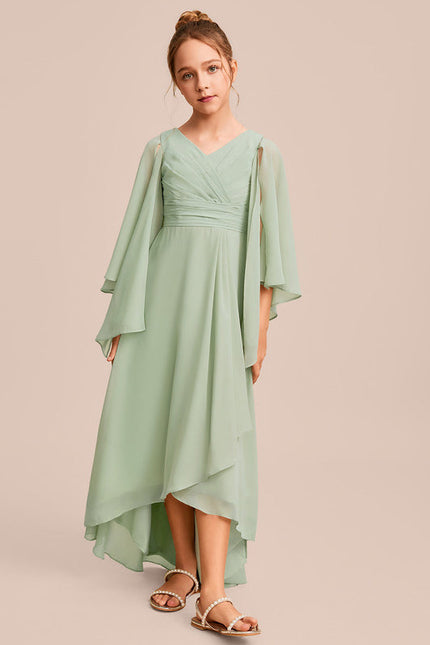 Robe Pastel Verte Trapèze Col V Junior - gallery 2