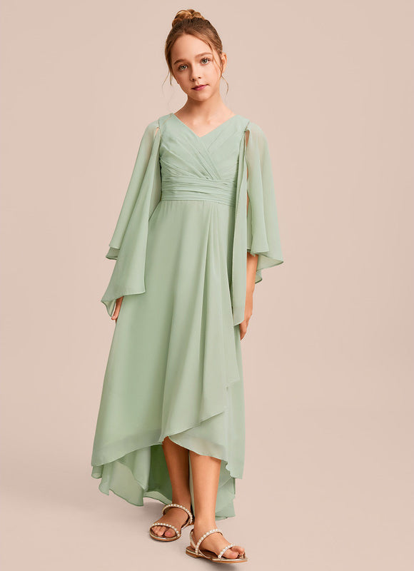 Robe Pastel Verte Trapèze Col V Junior - gallery 2